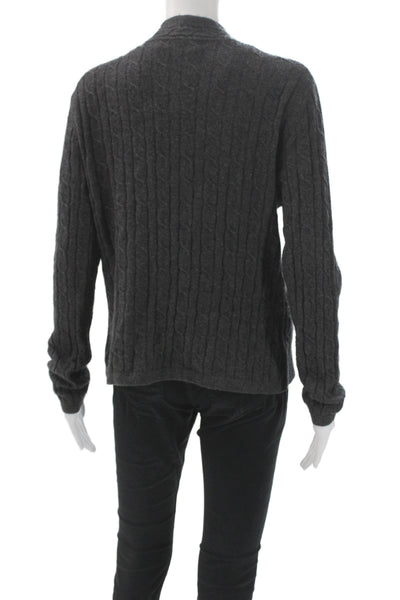 Lulu Bravo Womens Cashmere Gray V-Neck Cardigan Long Sleeve Size S