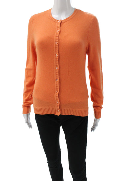 Fifty Nine Collection Womens Orange Cashmere Cardigan Long Sleeve Size S