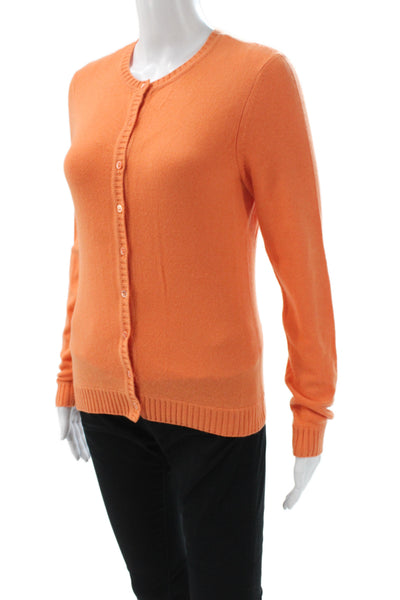 Fifty Nine Collection Womens Orange Cashmere Cardigan Long Sleeve Size S