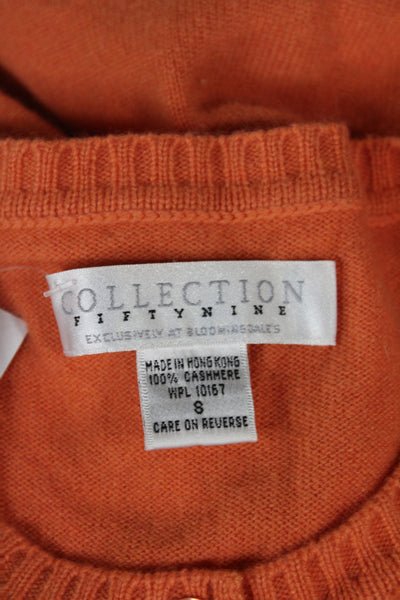 Fifty Nine Collection Womens Orange Cashmere Cardigan Long Sleeve Size S