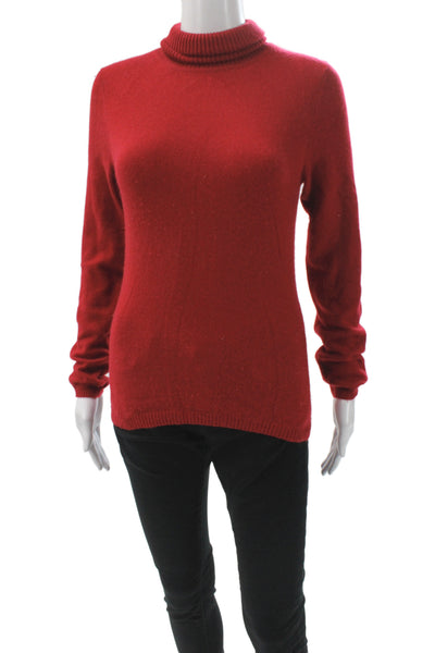 Lulu Bravo Womens Pullover Sweater Cashmere Turtleneck Red Long Sleeve Size L