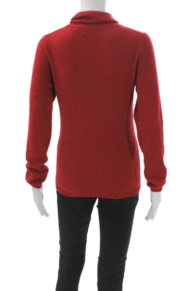 Lulu Bravo Womens Pullover Sweater Cashmere Turtleneck Red Long Sleeve Size L