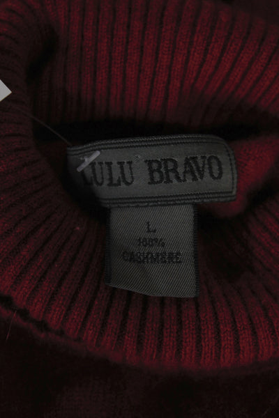 Lulu Bravo Womens Pullover Sweater Cashmere Turtleneck Red Long Sleeve Size L