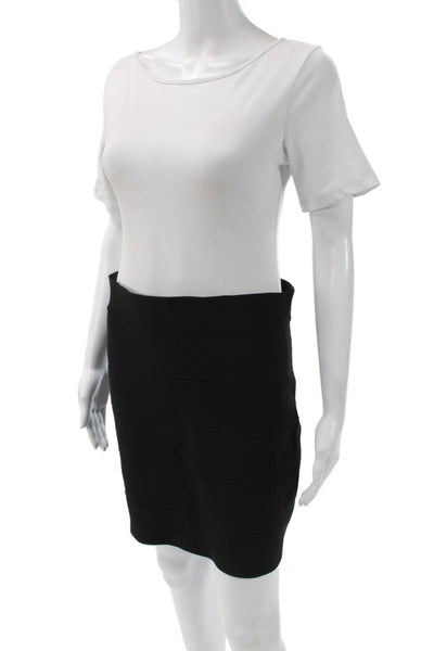 BCBGMAXAZRIA Womens Bandage Rayon Black Knee Length Skirt Size L