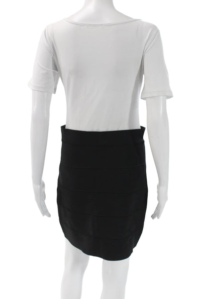 BCBGMAXAZRIA Womens Bandage Rayon Black Knee Length Skirt Size L
