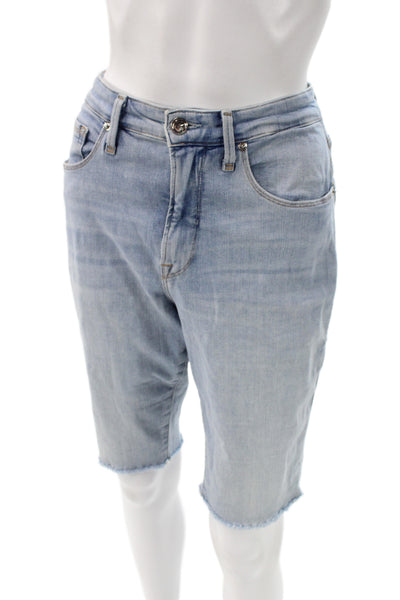 Good American Womens Bermuda Denim Shorts Blue Button Size 30