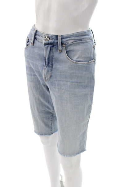 Good American Womens Bermuda Denim Shorts Blue Button Size 30