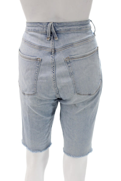 Good American Womens Bermuda Denim Shorts Blue Button Size 30