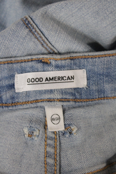 Good American Womens Bermuda Denim Shorts Blue Button Size 30