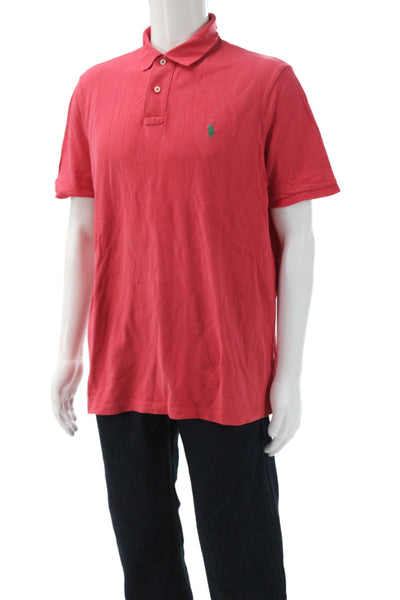 Polo Ralph Lauren Mens Short Sleeve Collared Classic Fit Polo Shirt Red Large