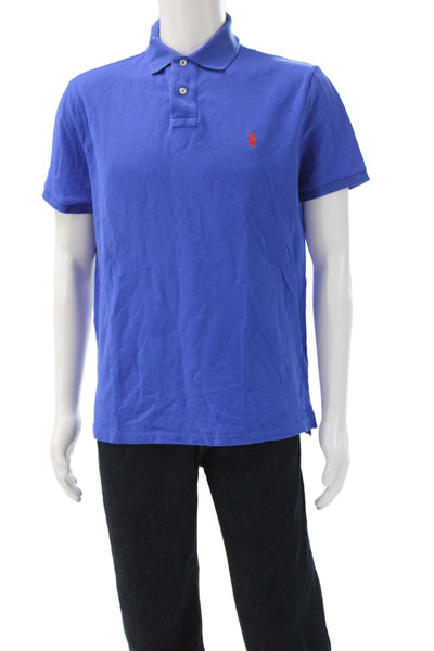 Polo Ralph Lauren Mens Short Sleeve Collared Slim Fit Polo Shirt Blue Size Large