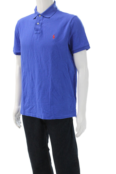 Polo Ralph Lauren Mens Short Sleeve Collared Slim Fit Polo Shirt Blue Size Large