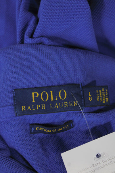 Polo Ralph Lauren Mens Short Sleeve Collared Slim Fit Polo Shirt Blue Size Large