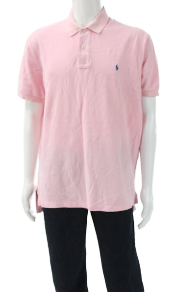 Polo Ralph Lauren Mens Short Sleeve Collared Knit Polo Shirt Pink Size Large