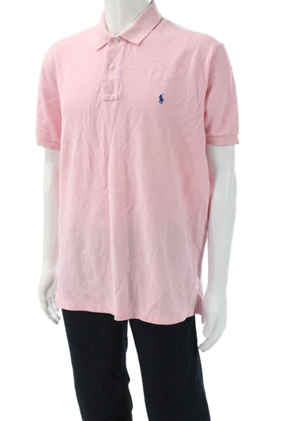 Polo Ralph Lauren Mens Short Sleeve Collared Knit Polo Shirt Pink Size Large