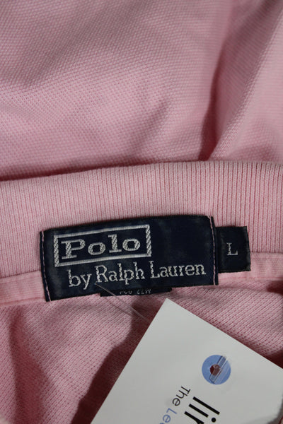 Polo Ralph Lauren Mens Short Sleeve Collared Knit Polo Shirt Pink Size Large