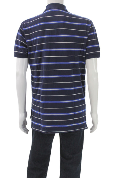 Polo Ralph Lauren Mens Short Sleeve Collared Striped Polo Shirt Navy Size Large
