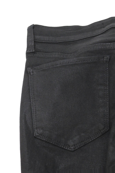Joes Women Mid-Rise Bootcut Jeans Black Cotton Blend Button Inseam 26 Size 27