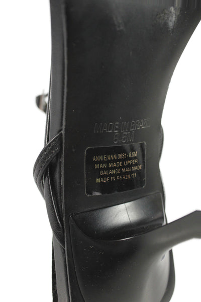 Steve Madden Womens Stiletto Leather T Ankle Strap Sandals Black Size 8.5