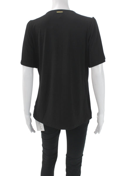 Michael Michael Kors Womens Black V-Neck Short Sleeve Basic Blouse Size M
