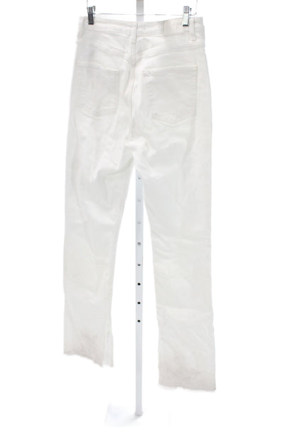 Zara Womens Straight High Rise White Jeans 30in Inseam Size 8