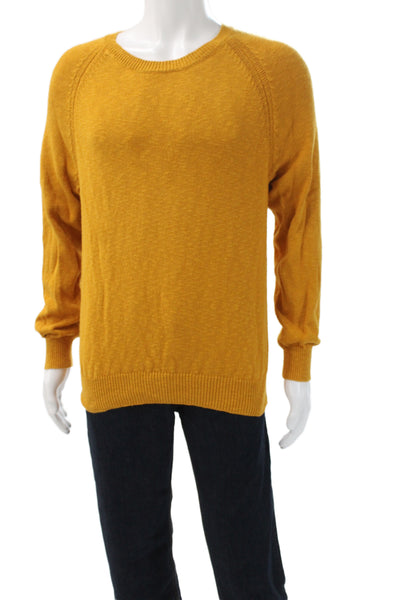 J Crew Mens Pullover Yellow Cotton Crew Neck Long Sleeve Size L