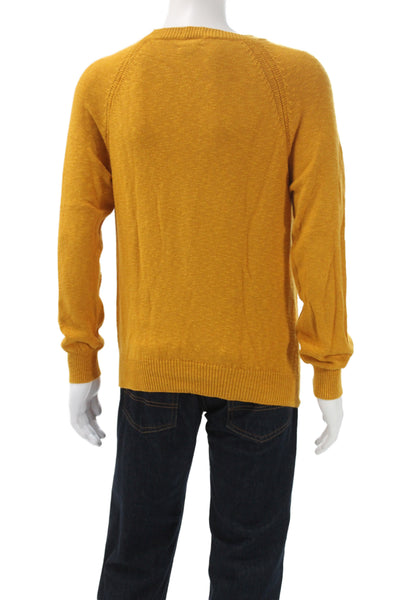 J Crew Mens Pullover Yellow Cotton Crew Neck Long Sleeve Size L