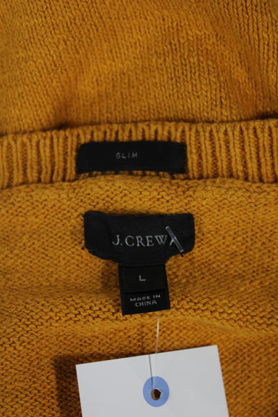 J Crew Mens Pullover Yellow Cotton Crew Neck Long Sleeve Size L