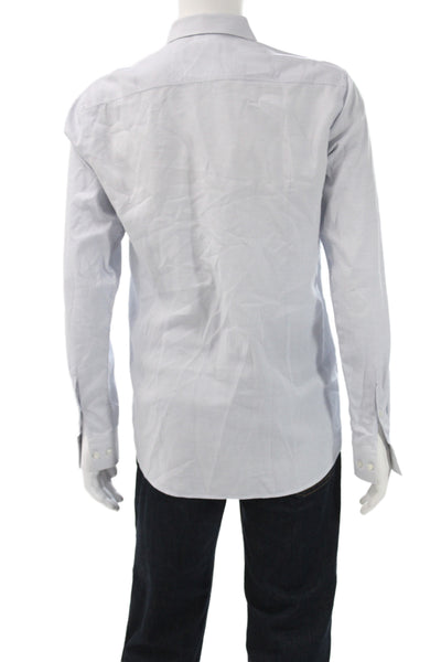 Boss Hugo Boss Mens Blue Geometric Cotton Dress Shirt Long Sleeve Size 15.5