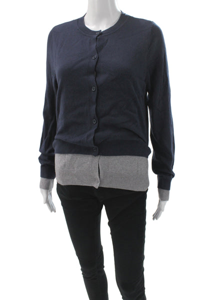MNG Womens Blue Knit Cardigan Round Neck Long Sleeve Size M