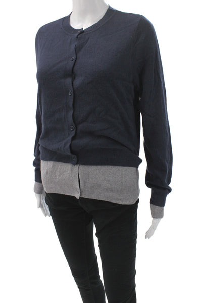 MNG Womens Blue Knit Cardigan Round Neck Long Sleeve Size M