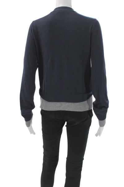 MNG Womens Blue Knit Cardigan Round Neck Long Sleeve Size M