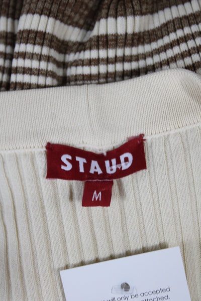 Staud Womens Multicolor Striped Knit Sweater Dress V-Neck Long Sleeve Size M