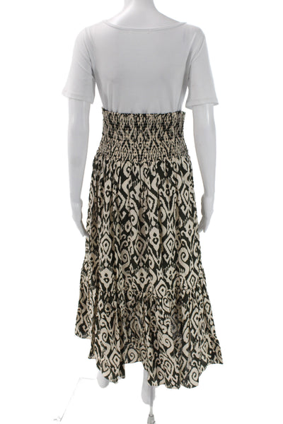 Zara Women Beige Cotton Geometric Bohemian Maxi Skirt Size M