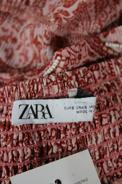 Zara Womens Maxi Bohemian Paisley Viscose Long Skirt Pull On Red Size S