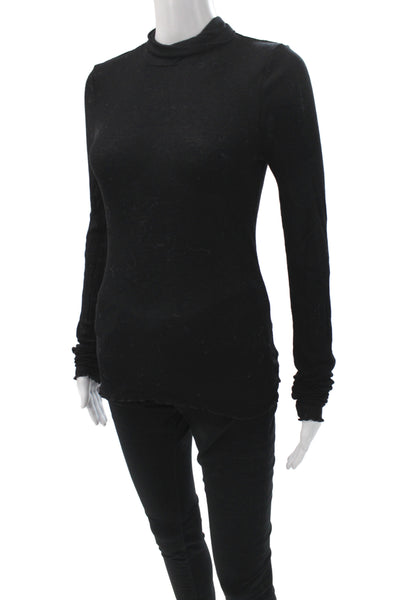 Intimately Free People Womens Black Mock Neck Long Sleeve Basic T-Shirt Size L
