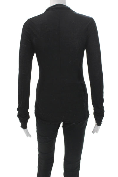 Intimately Free People Womens Black Mock Neck Long Sleeve Basic T-Shirt Size L