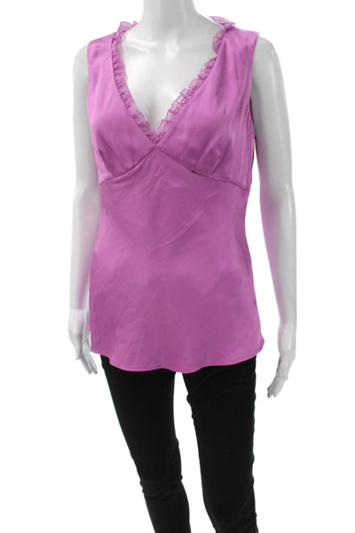 Saks Fifth Avenue Womens Silk V Neck Sleeveless Camisole Purple Size 8