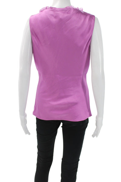 Saks Fifth Avenue Womens Silk V Neck Sleeveless Camisole Purple Size 8