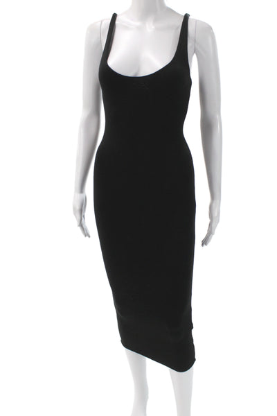 Naked Wardrobe Women Bodycon Black Mid-Calf Scoop Neck Viscose Dress Size M