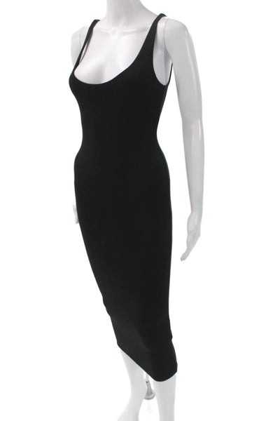 Naked Wardrobe Women Bodycon Black Mid-Calf Scoop Neck Viscose Dress Size M