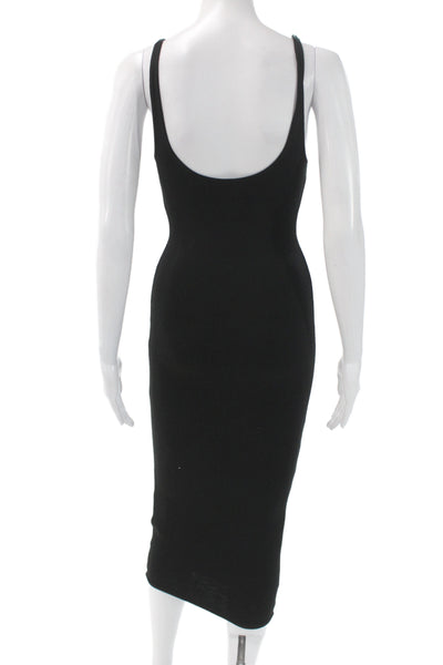 Naked Wardrobe Women Bodycon Black Mid-Calf Scoop Neck Viscose Dress Size M