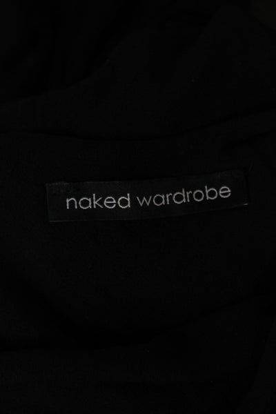 Naked Wardrobe Women Bodycon Black Mid-Calf Scoop Neck Viscose Dress Size M