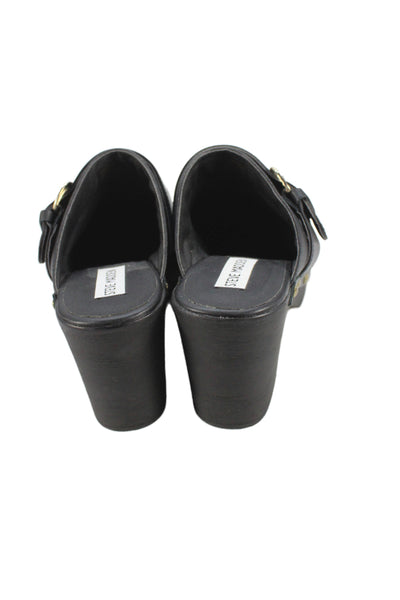 Steve Madden Womens Leather Studded Platform  Somah Clog Heels Black Size 9