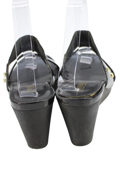 Lauren Ralph Lauren Womens Patent Leather Wedge Sandals Black Size 10 B