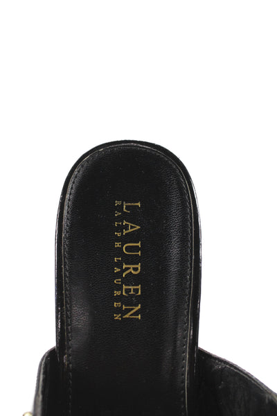 Lauren Ralph Lauren Womens Patent Leather Wedge Sandals Black Size 10 B