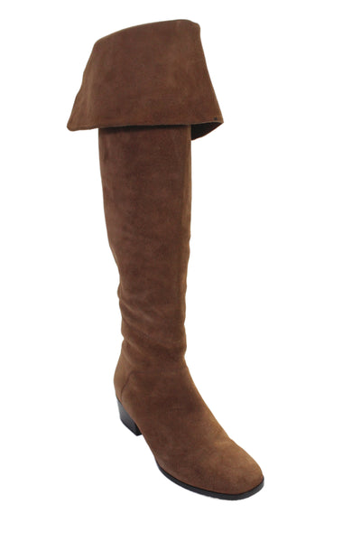 Joie Womens Suede Cuffed Knee High Boots Cinnamon Brown Size 38 8