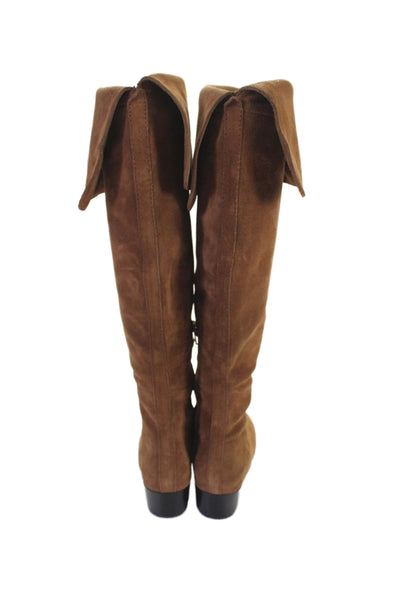 Joie Womens Suede Cuffed Knee High Boots Cinnamon Brown Size 38 8