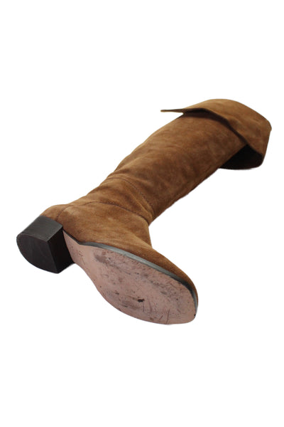 Joie Womens Suede Cuffed Knee High Boots Cinnamon Brown Size 38 8