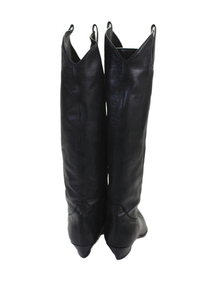 Tamara Mellon Womens Leather Pointed Toe Cowboy Knee High Boots Black Size 38 8